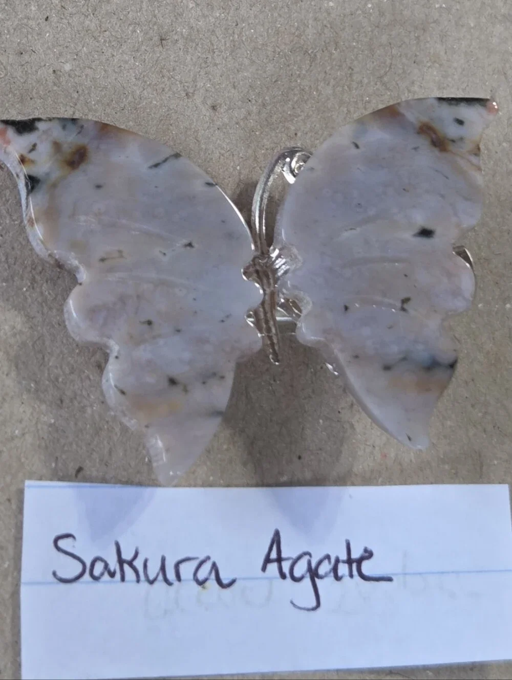 Sakura Agate/Flower Agate/Cherry Blossom Agate Butterfly Clip-Brooch-Hair Access
